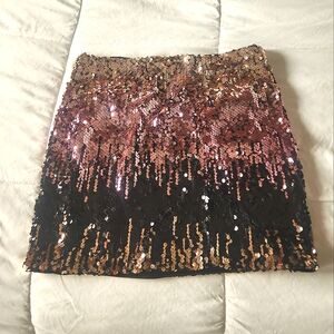 Forever 21 Sequin Mini Skirt - Gold and Black